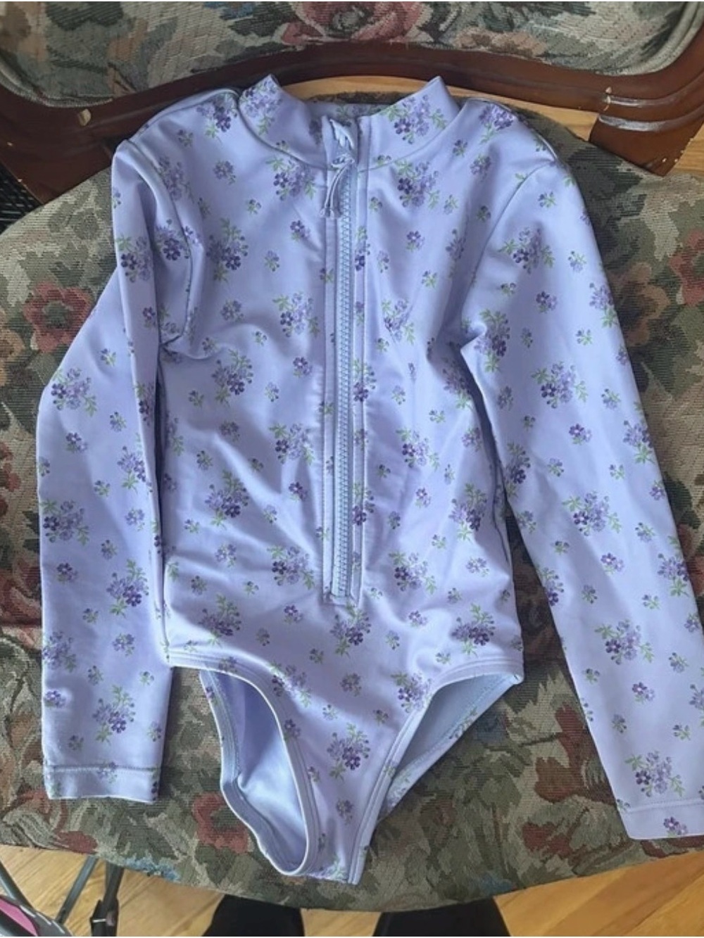 The Children's Place Lavender Floral Long Sleeve Swim One-Piece